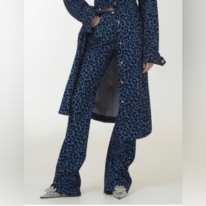 Mach & Mach Leopard Printed Stretch Mid-Rise Straight-Leg Jeans Sz 12